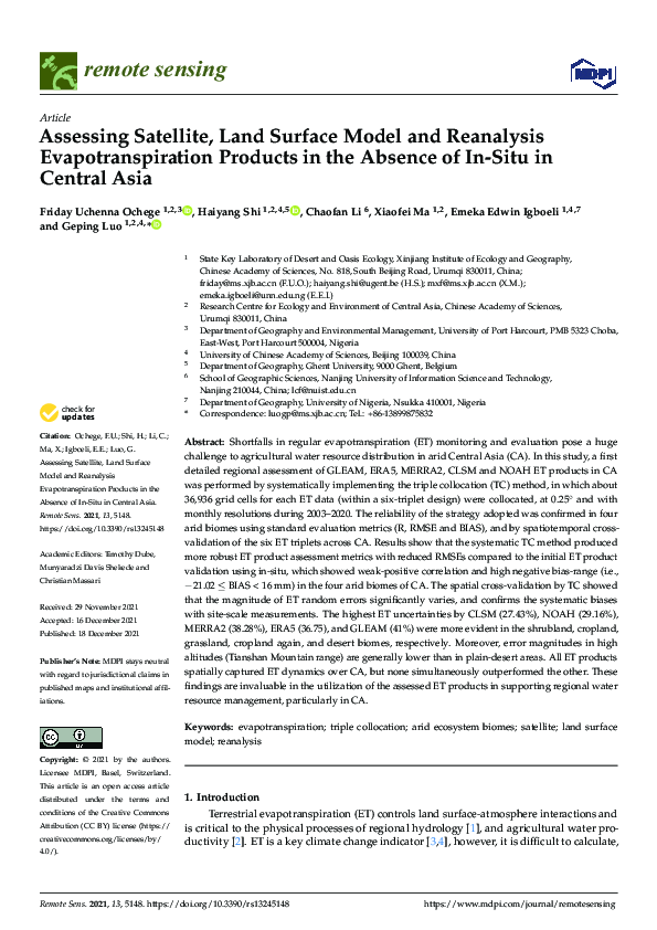 (PDF) Assessing Satellite, Land Surface Model and Reanalysis ...