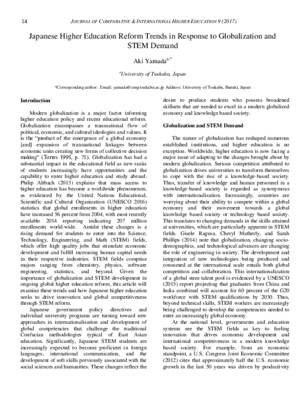 (PDF) Japanese Higher Education Reform Trends in Response to ...