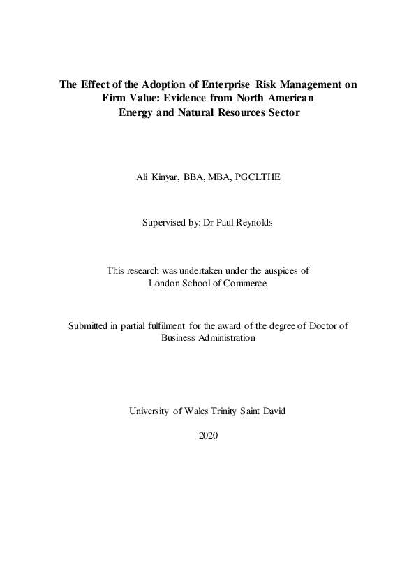 (PDF) The Effect of the Adoption of Enterprise Risk Management on Firm ...