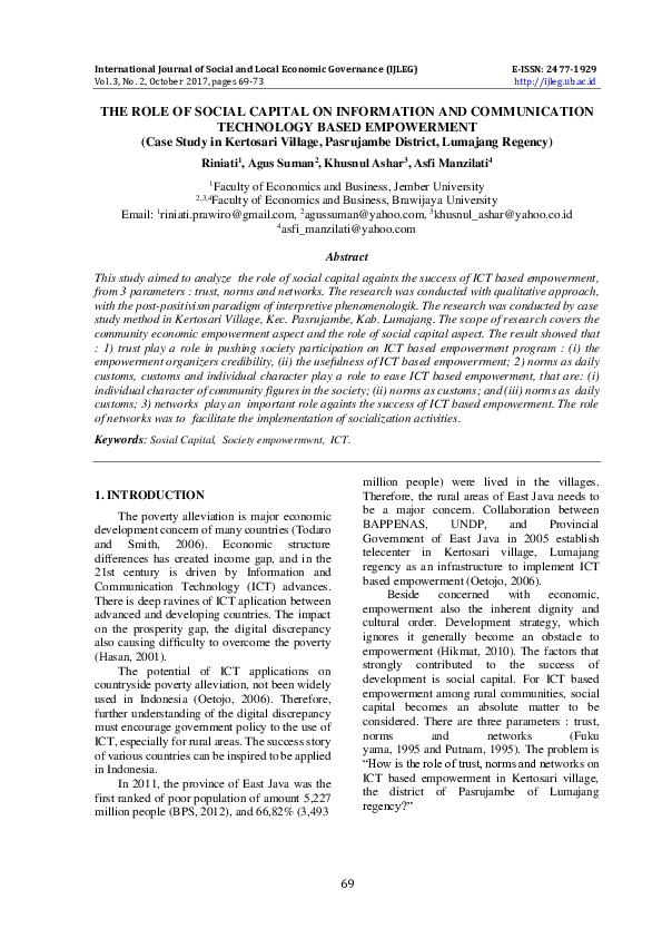 (PDF) The Role of Social Capital on Information and Communication ...