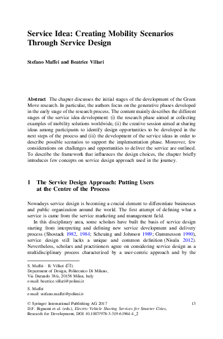 (PDF) Service Idea: Creating Mobility Scenarios Through Service Design