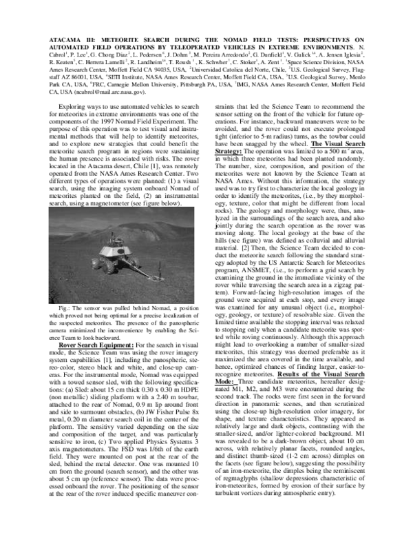 (PDF) Atacama III- Meteorite search during the Nomad field tests ...