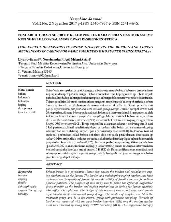 (PDF) The Effect of Supportive Group Therapy on the Burden and Coping ...