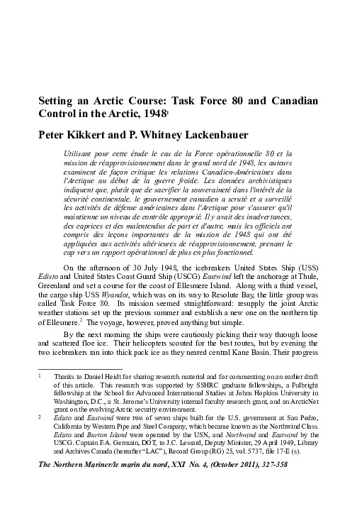 (PDF) Setting an Arctic Course: Task Force 80 and Canadian Control in ...