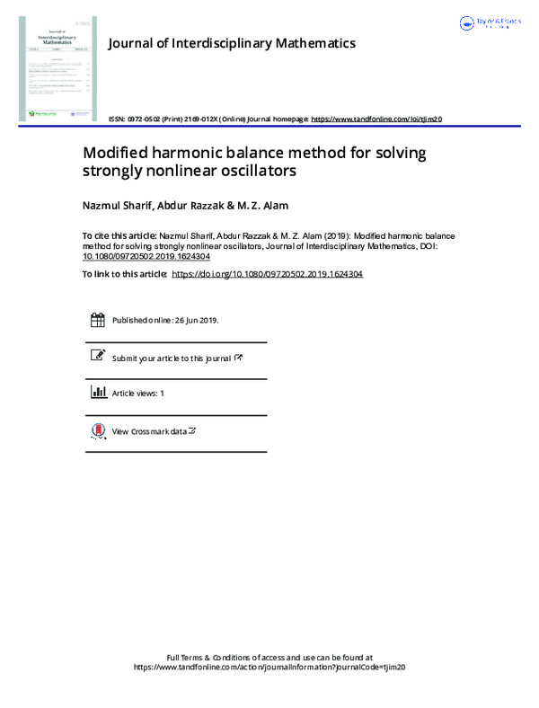 (PDF) Modified harmonic balance method for solving strongly nonlinear ...