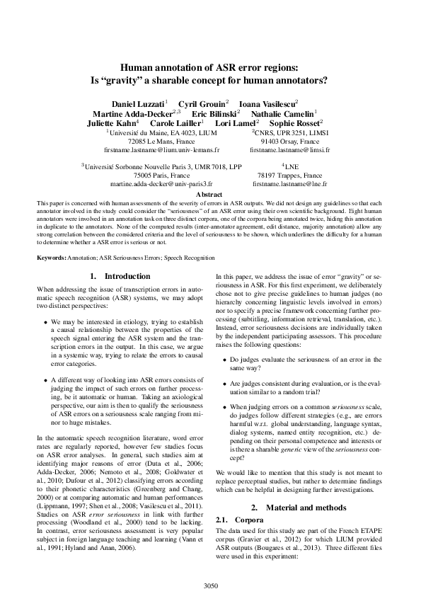 (PDF) Human annotation of ASR error regions: Is “gravity” a sharable ...