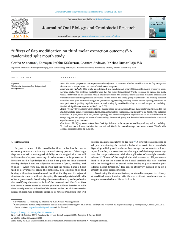 (PDF) “Effects of flap modification on third molar extraction outcomes ...