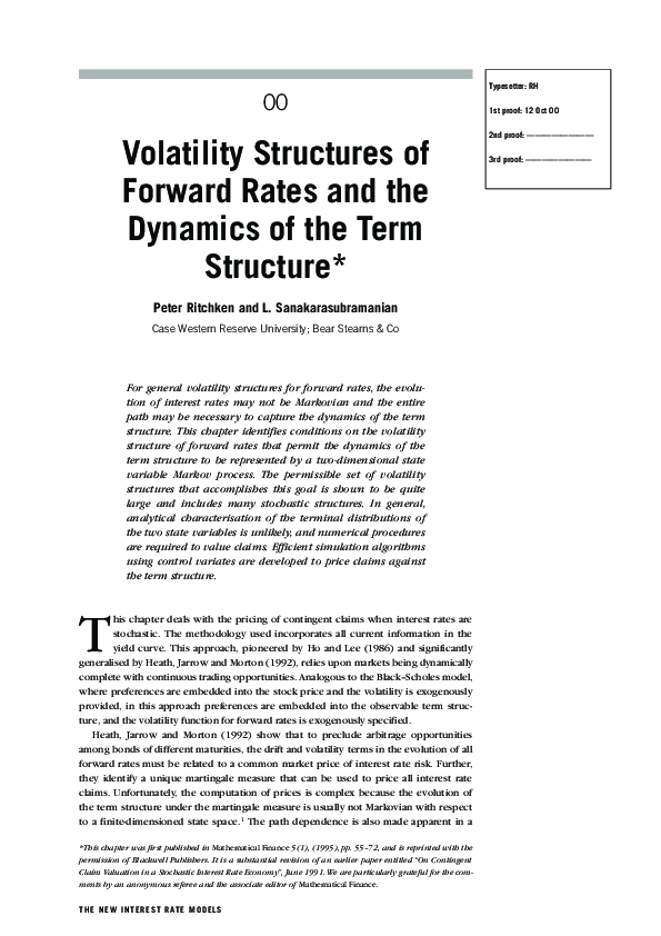(PDF) Volatility Structures of Forward Rates and the Dynamics of the ...