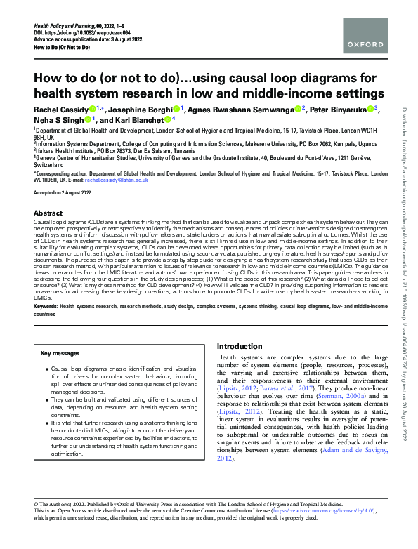 (PDF) How to do (or not to do)…using causal loop diagrams for health ...