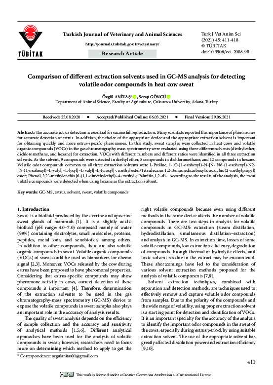 (PDF) Comparison of different extraction solvents used in GC-MS ...