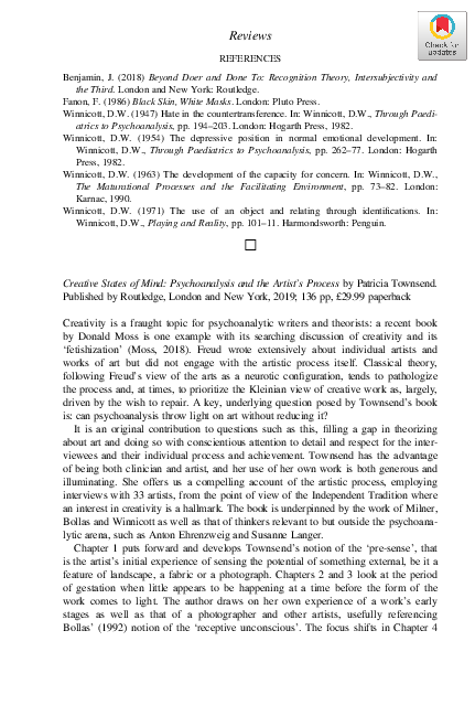 (PDF) Review by Emma Letley of Creative States of Mind: Psychoanalysis ...