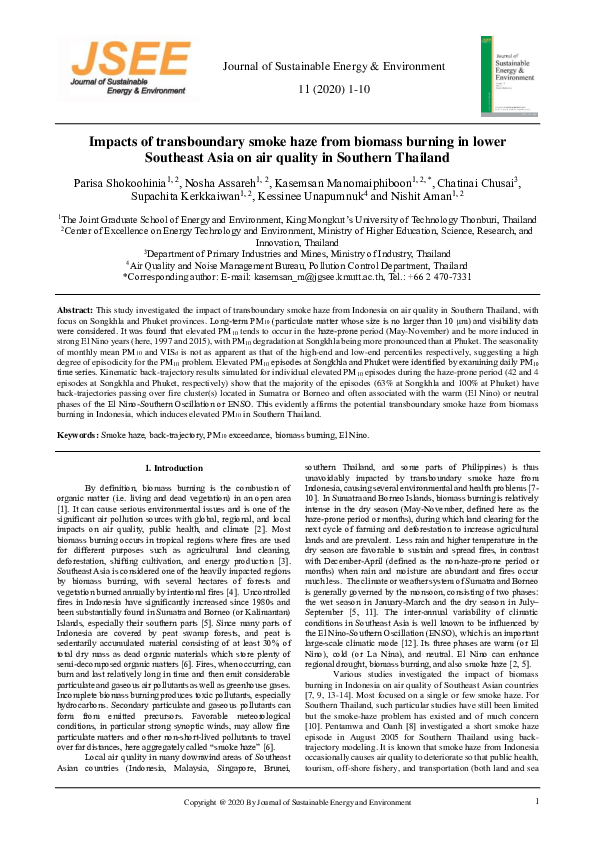 (PDF) Impacts of transboundary smoke haze from biomass burning in lower ...