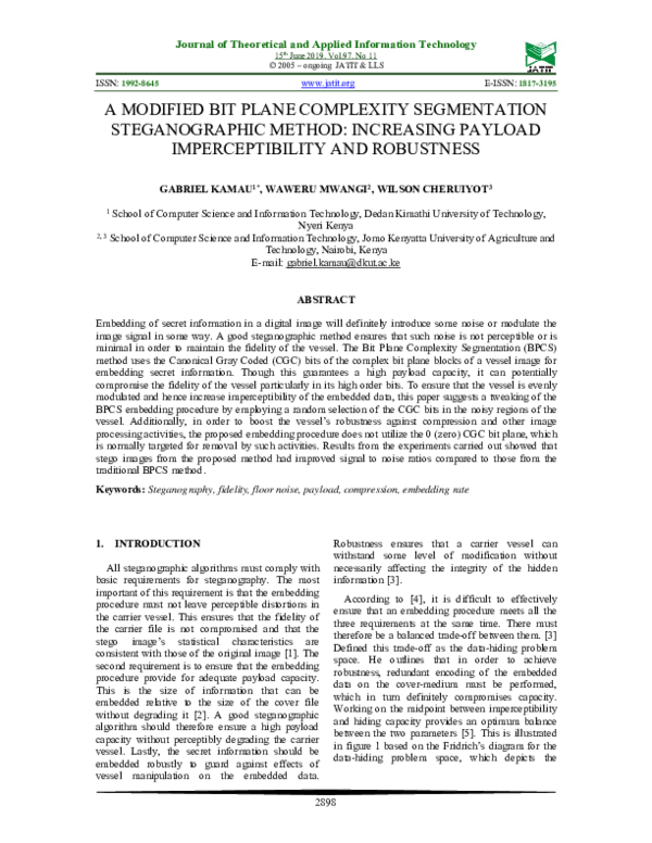 (PDF) A Modified Bit Plane Complexity Segmentation Steganographic ...