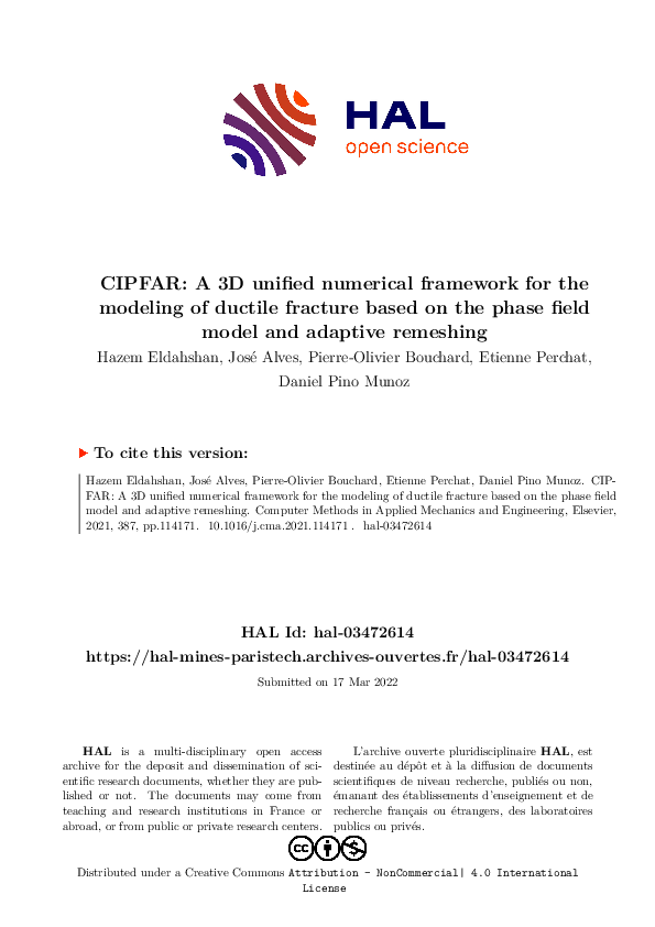 (PDF) CIPFAR: A 3D unified numerical framework for the modeling of ...