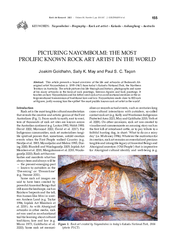 (PDF) Picturing Nayombolm: The most prolific known rock art artist in ...