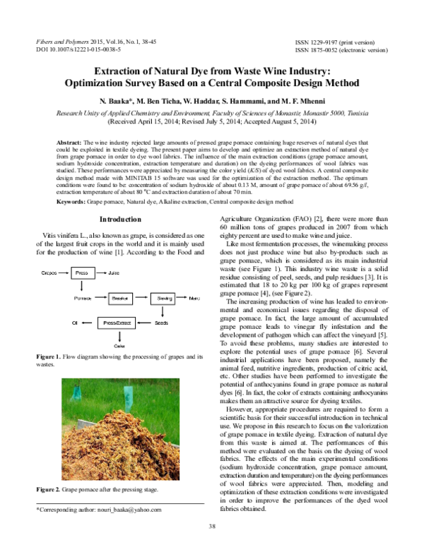 (PDF) Extraction of natural dye from waste wine industry: Optimization ...