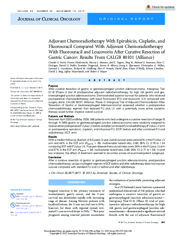 (PDF) Adjuvant Chemoradiotherapy With Epirubicin, Cisplatin, and ...