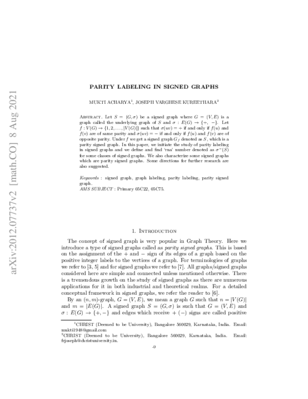  pdf parity labeling in signed graphs