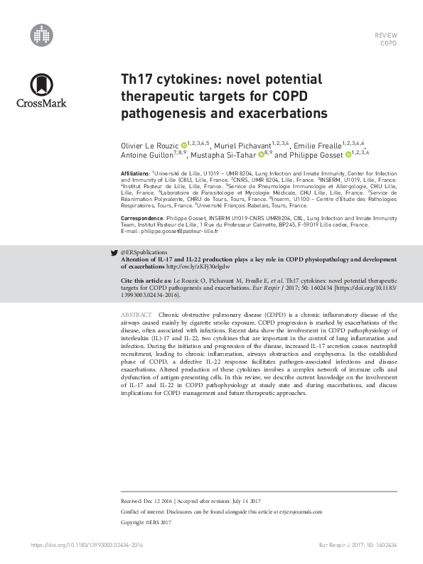 (PDF) Th17 cytokines: novel potential therapeutic targets for COPD ...