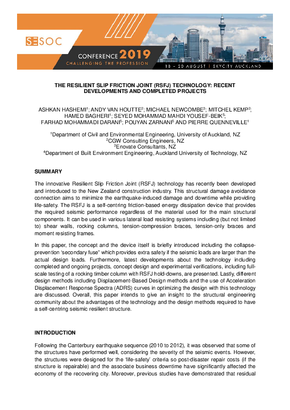 (PDF) The Resilient Slip Friction Joint (RSFJ) Technology: Recent ...