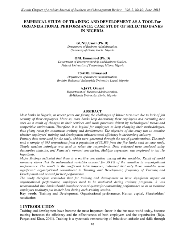(PDF) Empirical Study of Training and Development as a Tool for ...