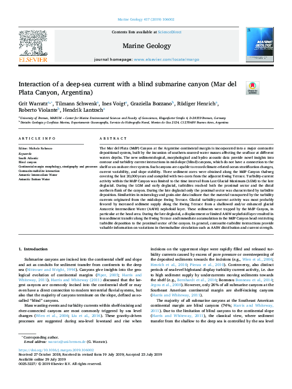 Pdf Interaction Of A Deep Sea Current With A Blind Submarine Canyon Pdf Interaction Of A Deep Sea Current With A Blind Submarine Canyon