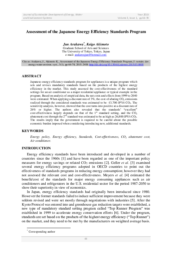 (PDF) Assessment of the Japanese Energy Efficiency Standards Program