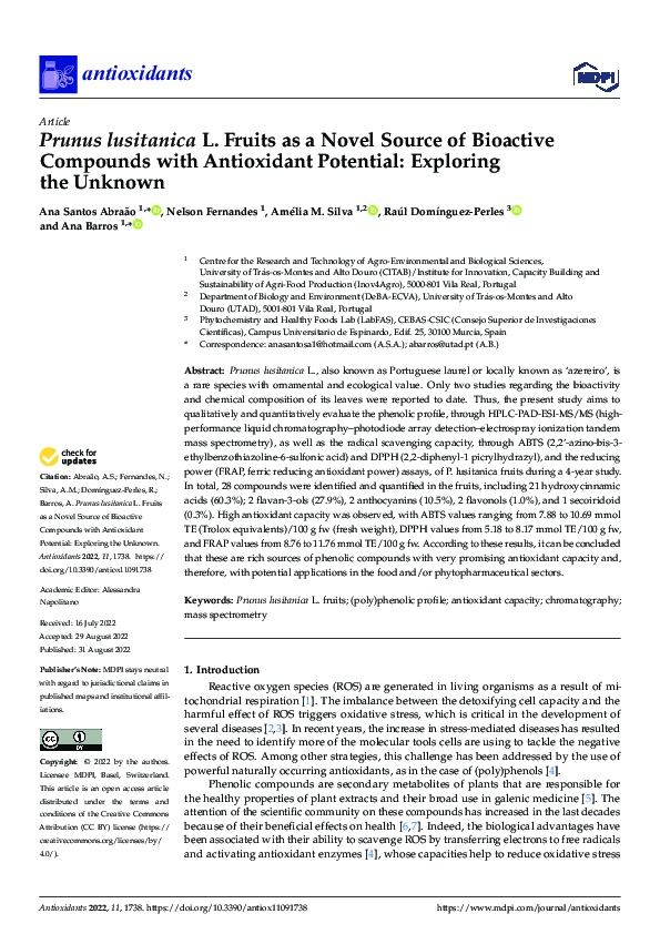 (PDF) Prunus lusitanica L. Fruits as a Novel Source of Bioactive ...
