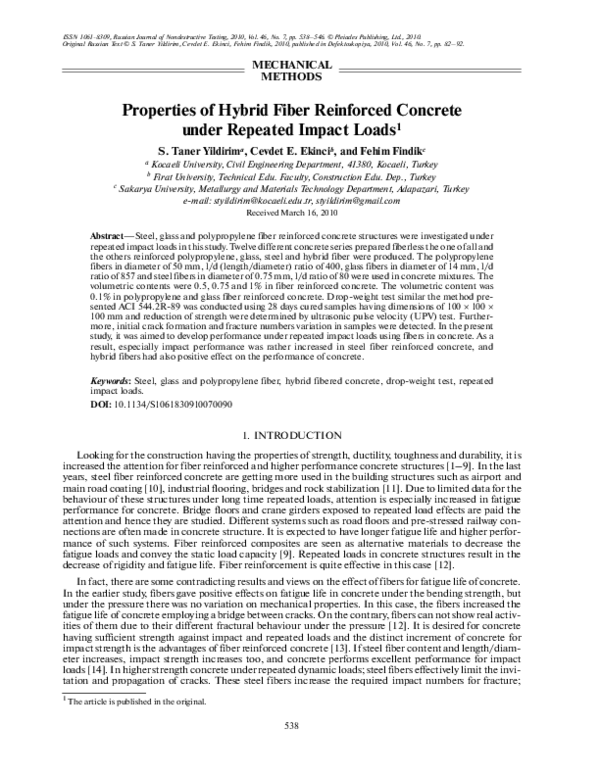 (PDF) Properties of hybrid fiber reinforced concrete under repeated ...