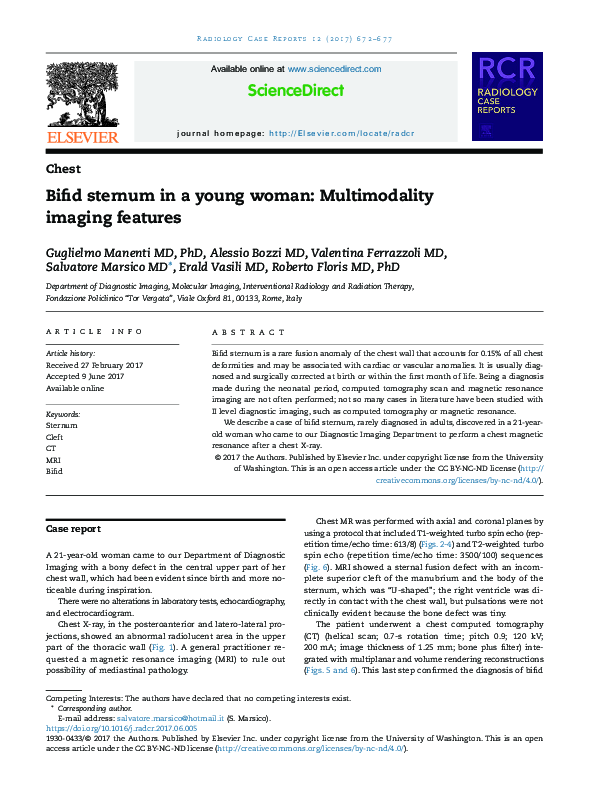 (PDF) Bifid sternum in a young woman: Multimodality imaging features