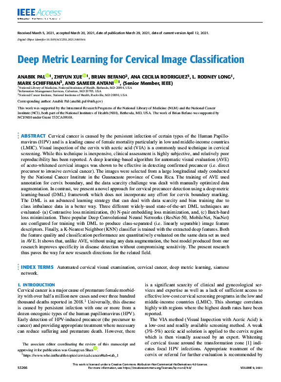  pdf deep metric learning for cervical image classification