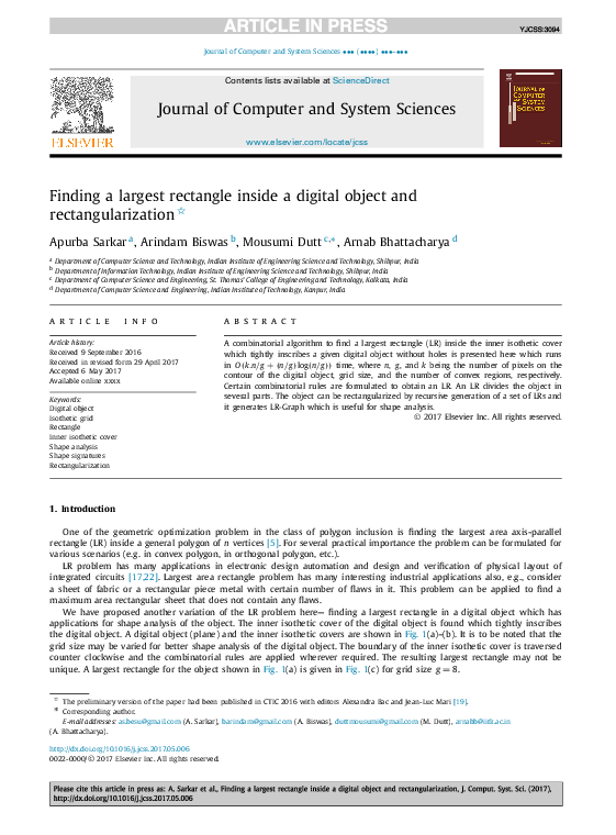(PDF) Finding Largest Rectangle Inside a Digital Object