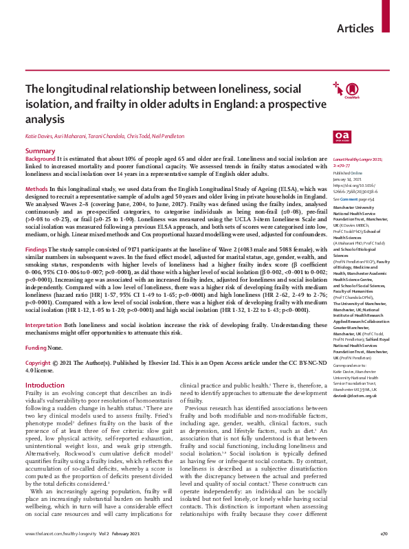 (PDF) The longitudinal relationship between loneliness, social ...