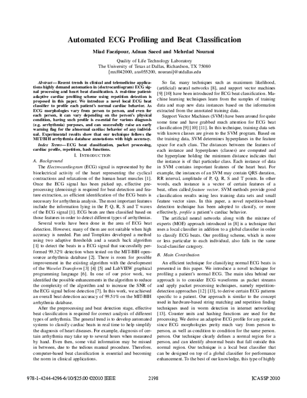 (PDF) Automated ECG profiling and beat classification
