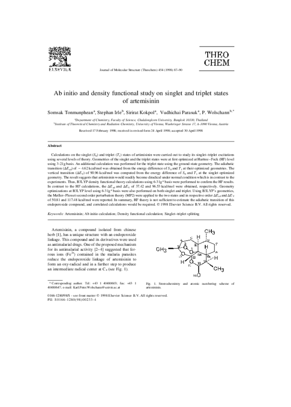 (PDF) Ab initio and density functional study on singlet and triplet ...