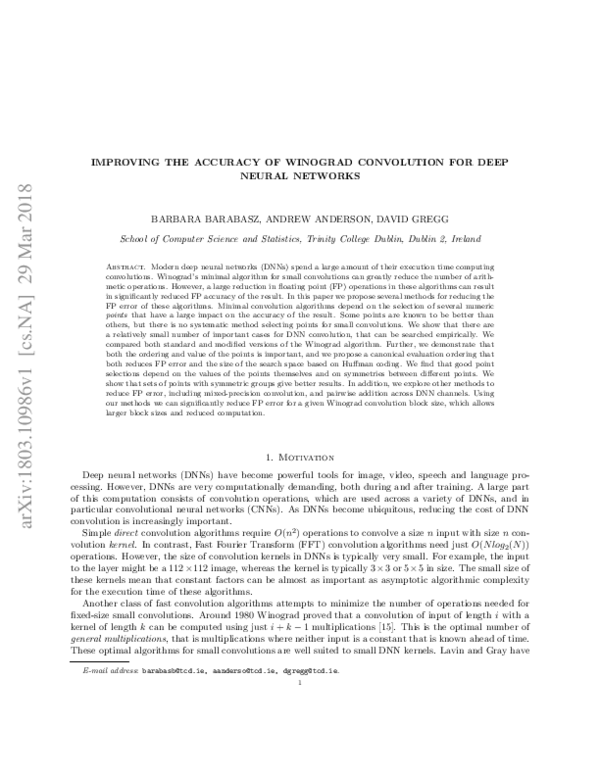 (PDF) Improving accuracy of Winograd convolution for DNNs
