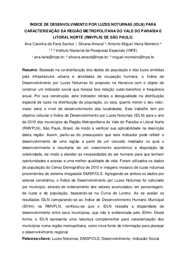 (PDF) Índice De Desenvolvimento Por Luzes Noturnas (Idln) Para ...