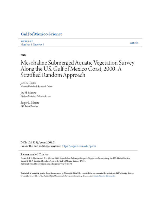 Gallery Detail: Pdf Mesohaline Submerged Aquatic Vegetation Survey Along The U S