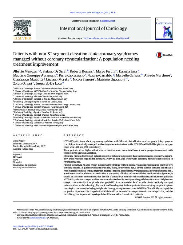 (PDF) Patients with non-ST segment elevation acute coronary syndromes ...