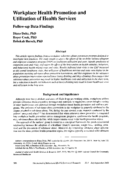 (PDF) Workplace health promotion and utilization of health services