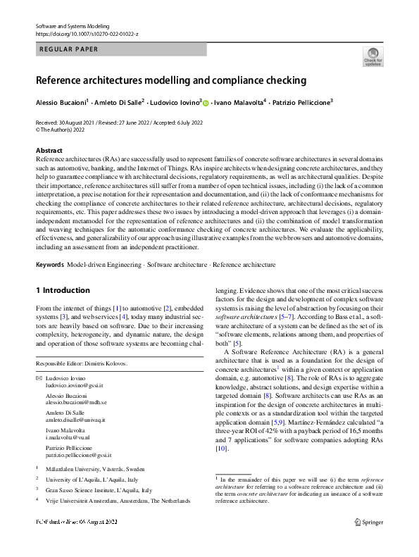 (PDF) Reference architectures modelling and compliance checking