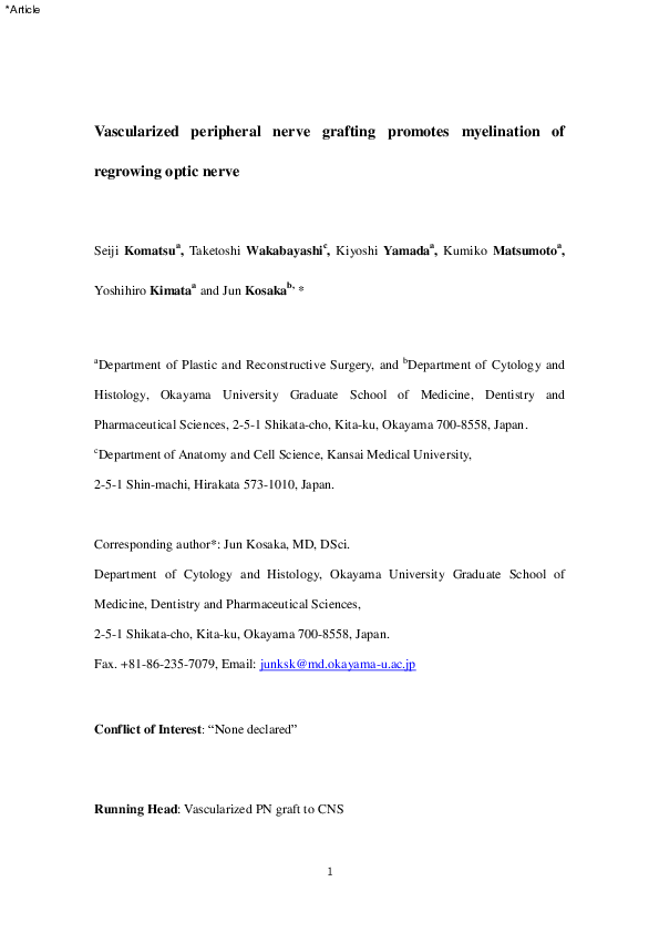 (PDF) Vascularized peripheral nerve grafting promotes myelination of