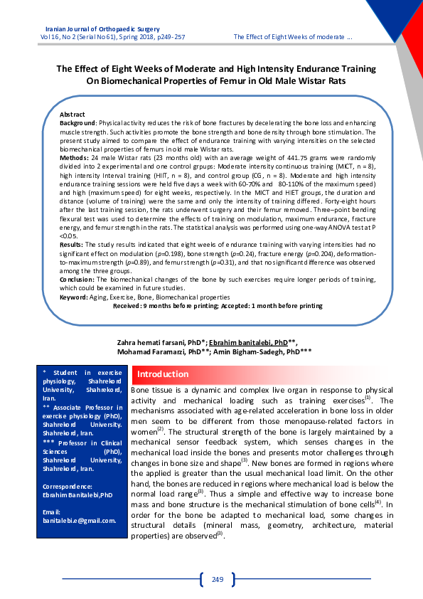 (PDF) The Effect of Eight Weeks of Moderate and High Intensity ...