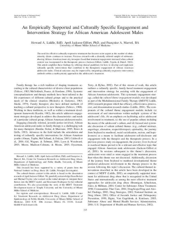 (PDF) An empirically supported and culturally specific engagement and ...
