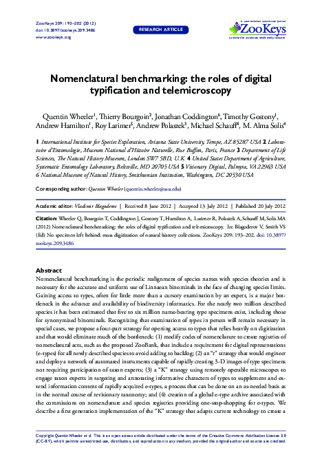 (PDF) Nomenclatural benchmarking: the roles of digital typification and ...