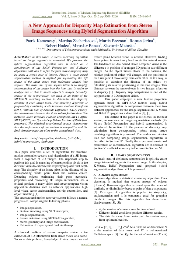 (PDF) A New Approach for Disparity Map Estimation from Stereo Image ...