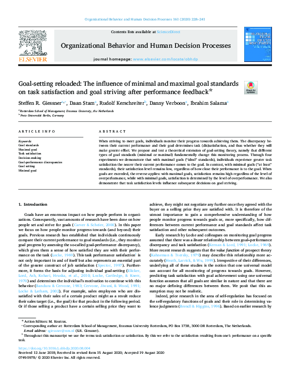 (PDF) Goal-setting reloaded: The influence of minimal and maximal goal ...
