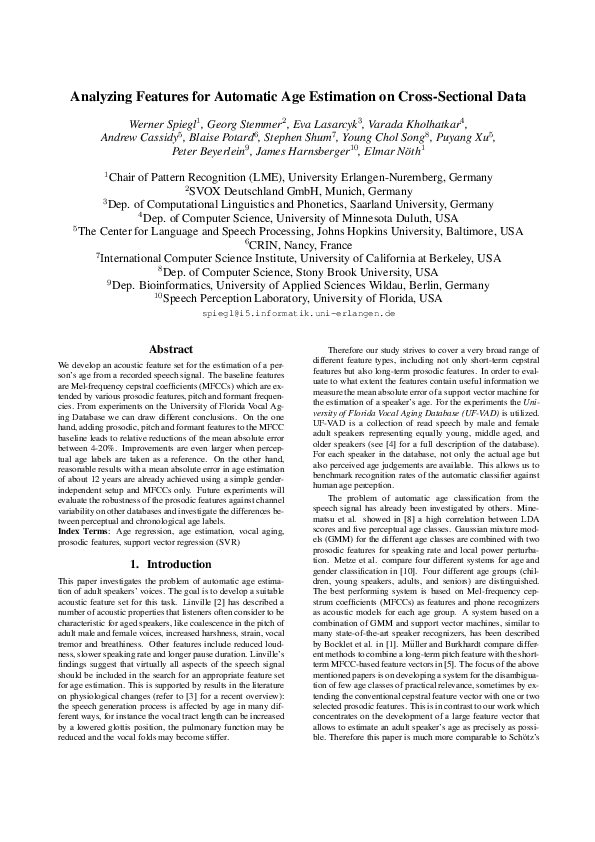 (PDF) Analyzing features for automatic age estimation on cross ...