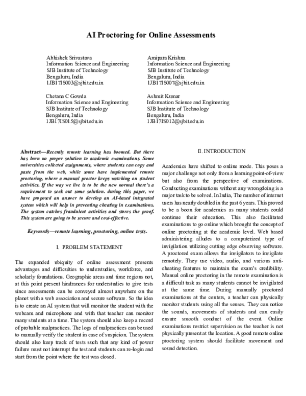 (PDF) AI Proctoring for Online Assessments