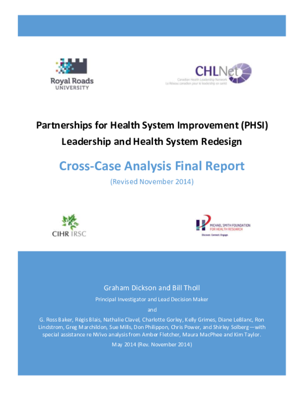 (PDF) Partnerships for Health System Improvement ( PHSI ) Leadership ...